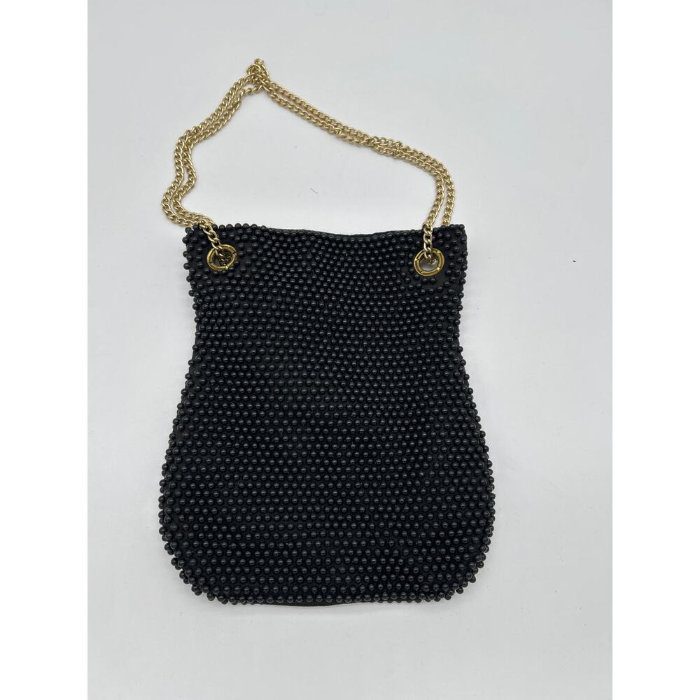 Walborg Hand Beaded In Hong Kong Vintage Black Purse Bag Chain Straps